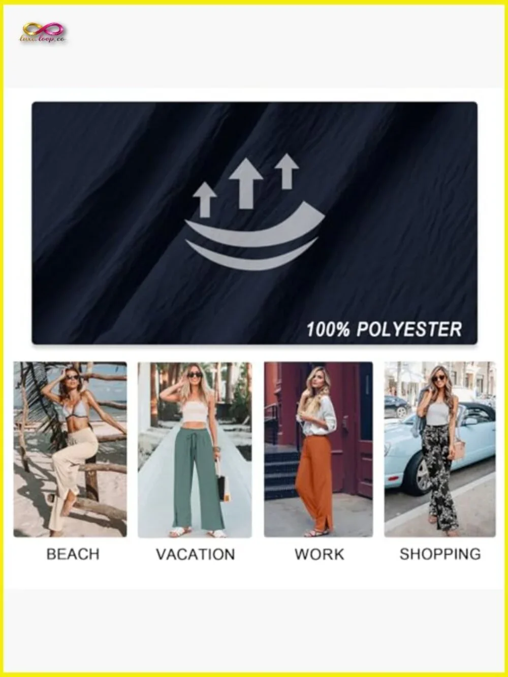 Wide Leg Palazzo Pants High Waisted Drawstring Lightweight Casual Trousers